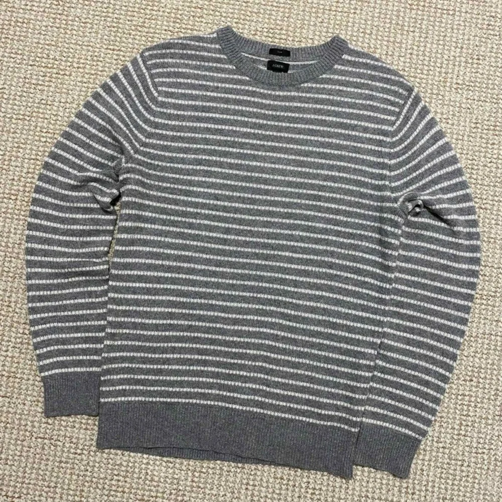 J.Crew Men/Women Striped Preppy Old Money Gray Merino Wool Blend Size M